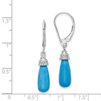 Sterling Silver Rhodium-plated Turquoise Stone Dangle Earrings