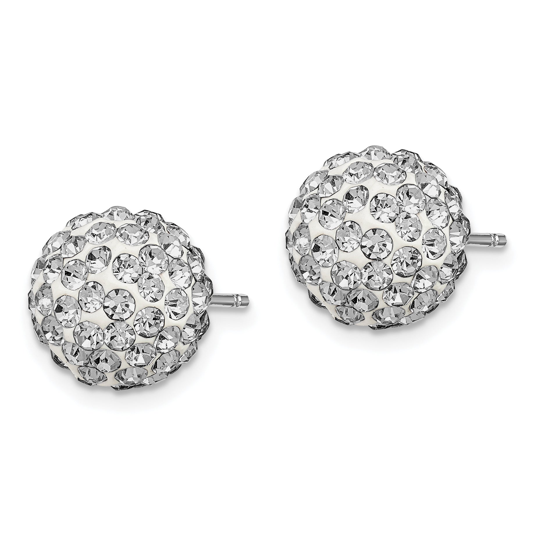Sterling Silver Rhodium-plated 10mm White Czech Crystal Post Earrings Secondary image