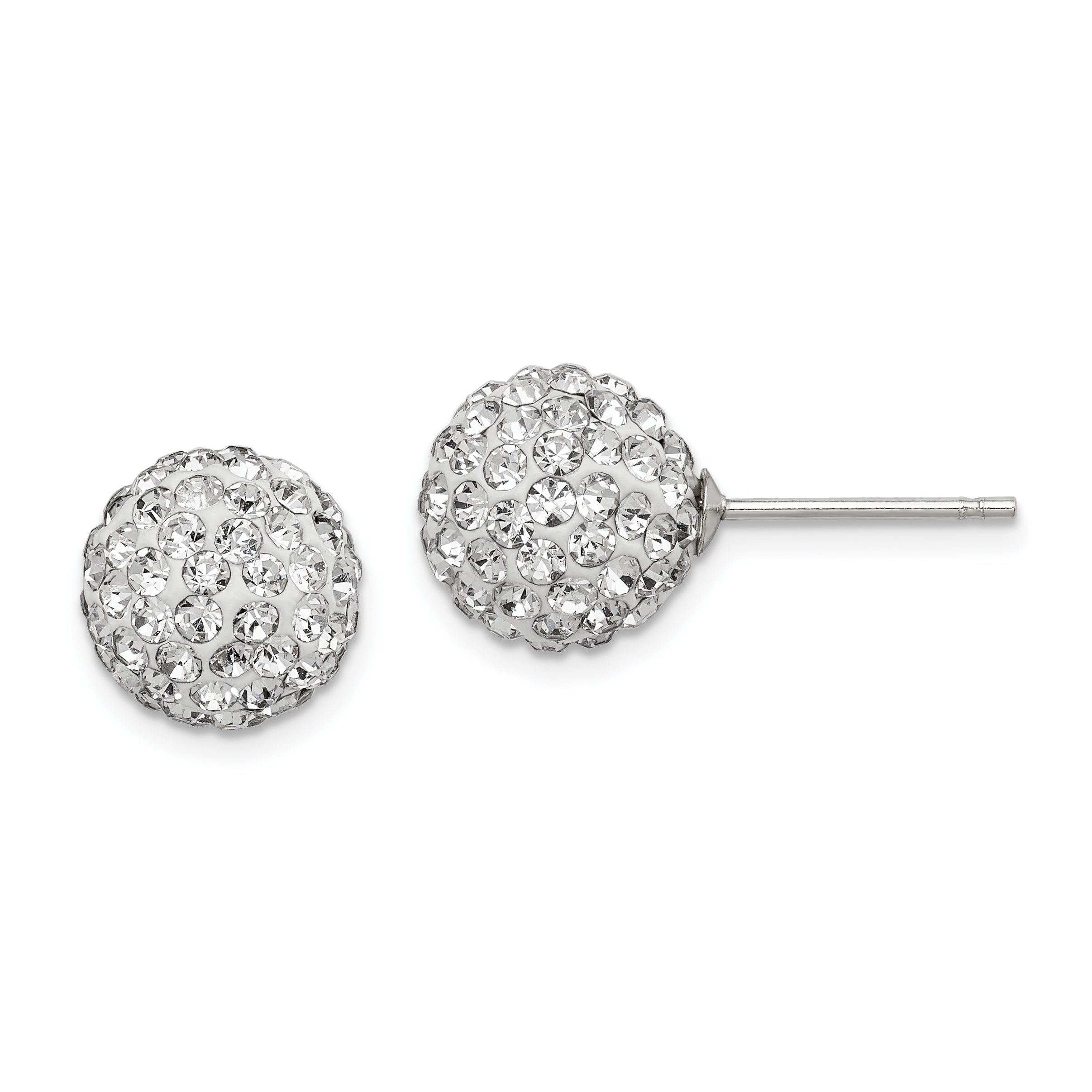 Sterling Silver Rhodium-plated 10mm White Czech Crystal Post Earrings Main image