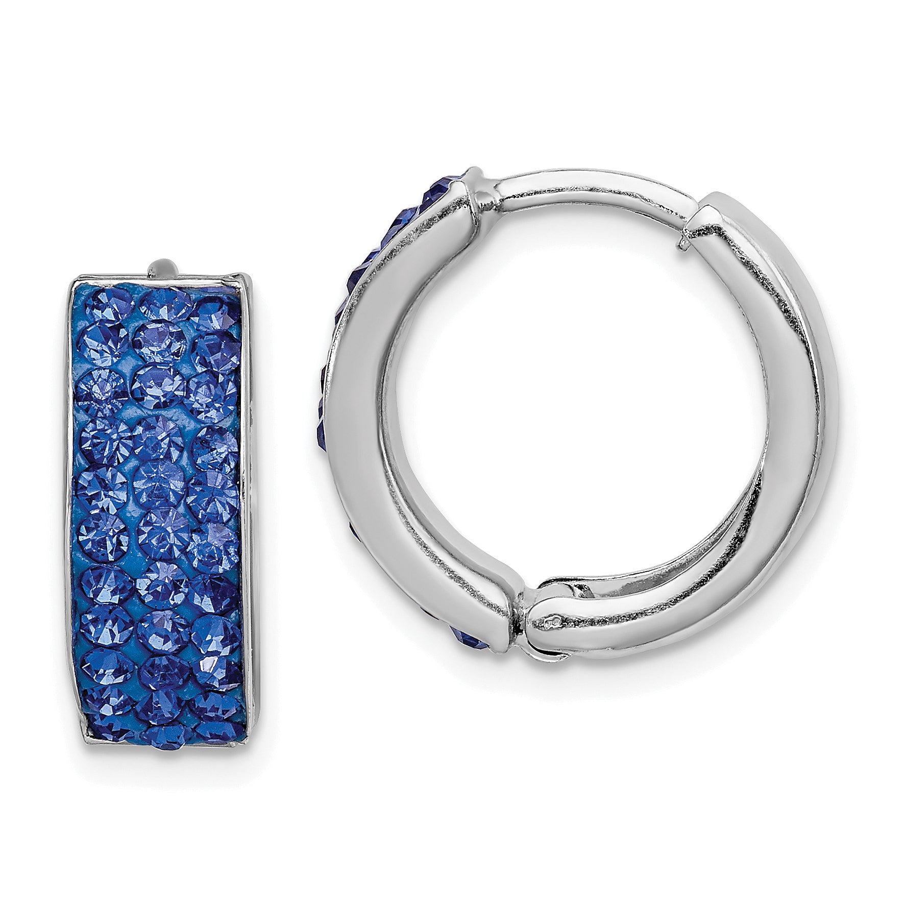 Sterling Silver RH-plated Blue Preciosa Crystal Hinged Hoop Earrings Main image