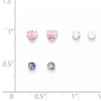 Sterling Silver  3 piece Stellux CrystalPost EarringSet