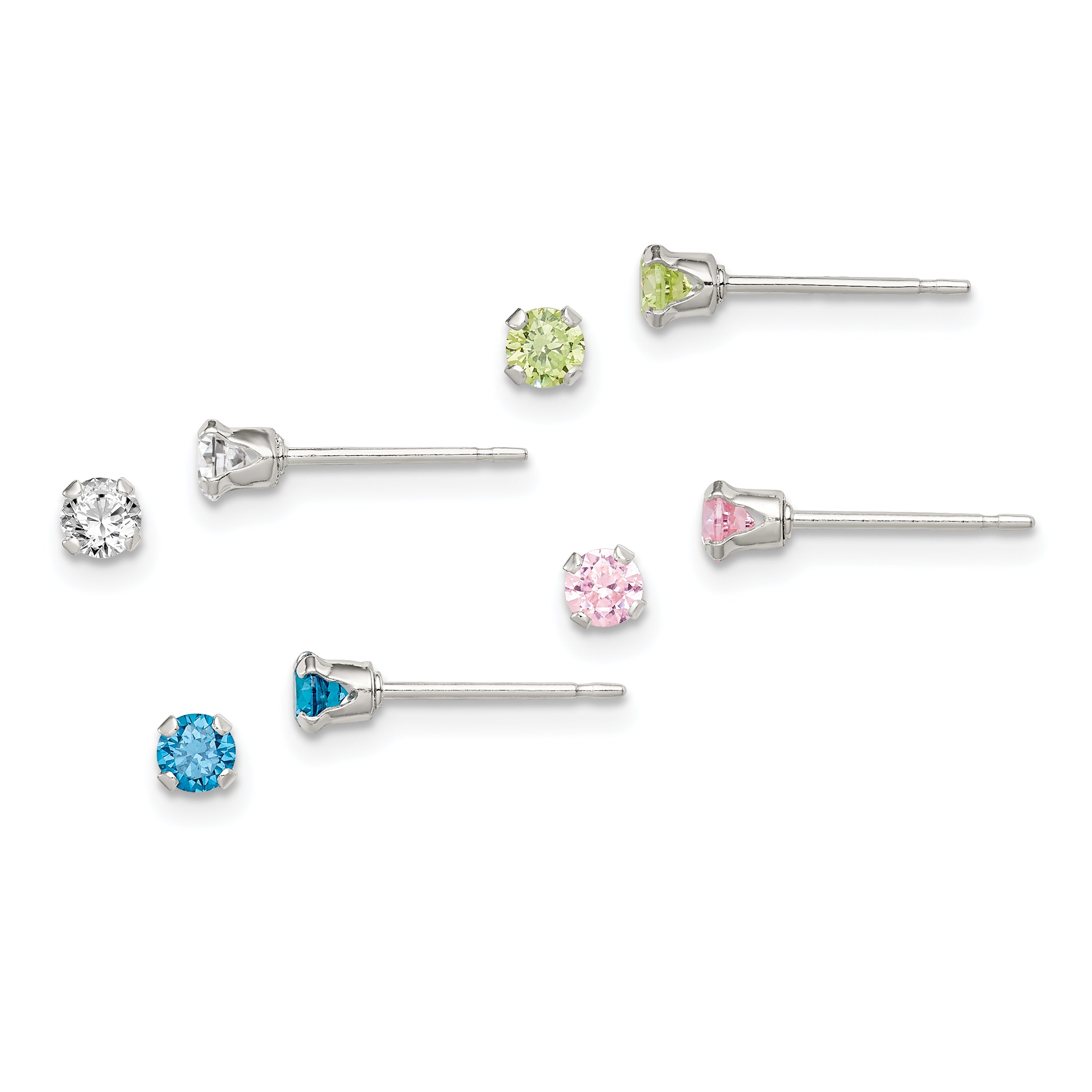 Sterling Silver 4pc Post Stellux Crystal Earring Set Main image
