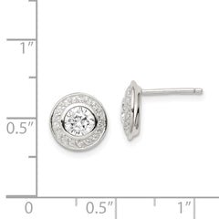 Sterling Silver Rhod-plated Polished PavÃ¢â‚¬Å¡ CZ Halo Round Post Earrings
