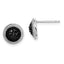 Sterling Silver RH-plated Polished & Textured Black CZ Round Post Earrings