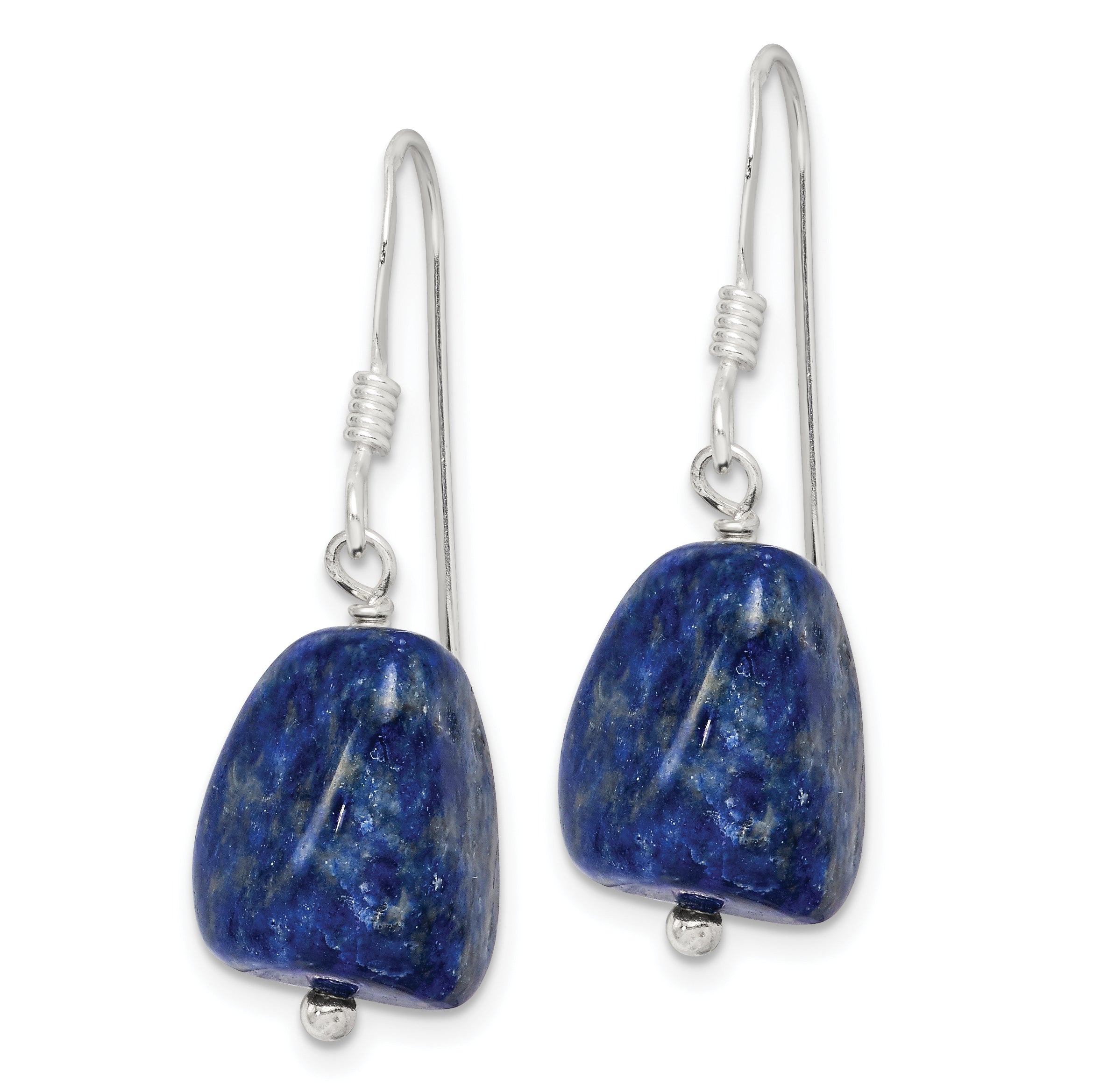 Sterling Silver Polished Blue Lapis Dangle Earrings Secondary image
