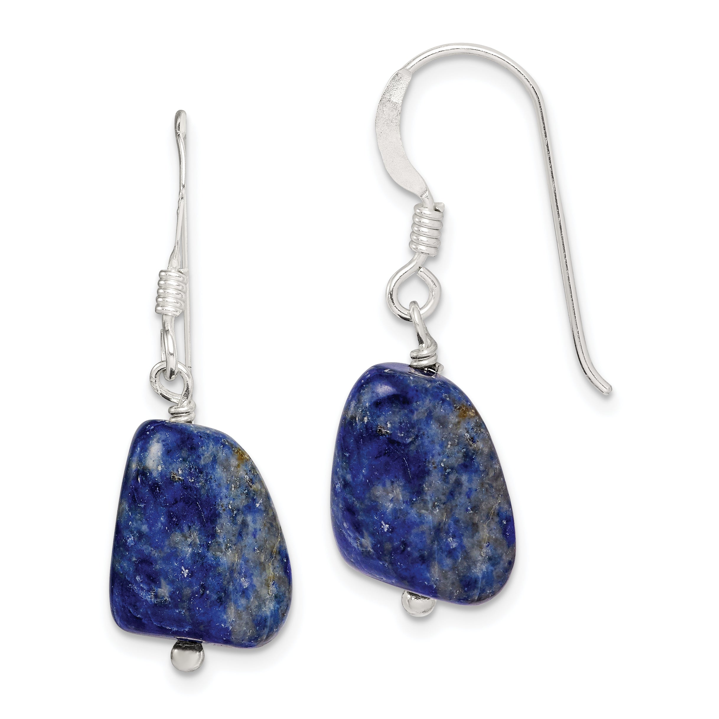 Sterling Silver Polished Blue Lapis Dangle Earrings Main image