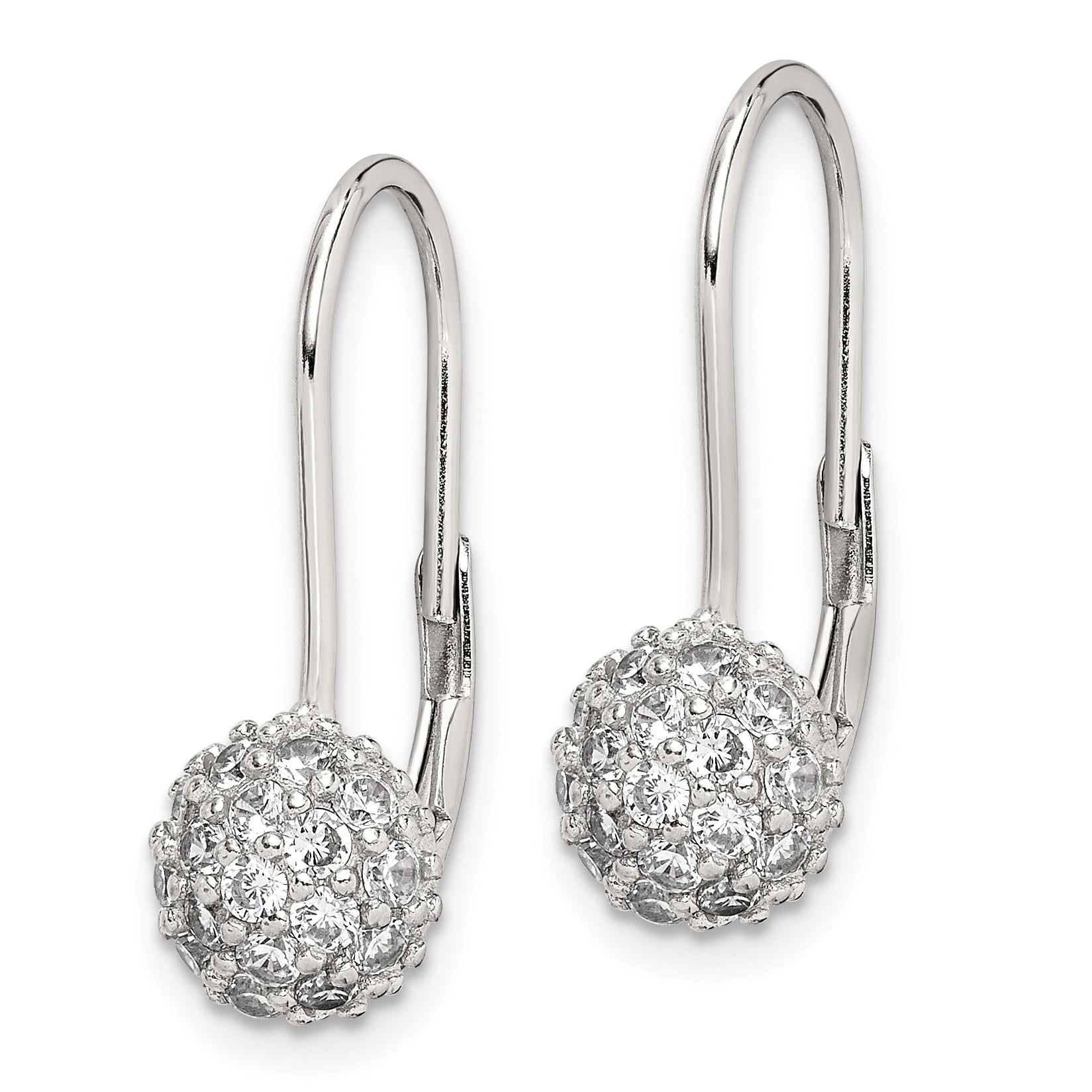 Sterling Silver Rhodium-plated CZ Leverback Earrings Secondary image