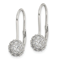 Sterling Silver Rhodium-plated CZ Leverback Earrings