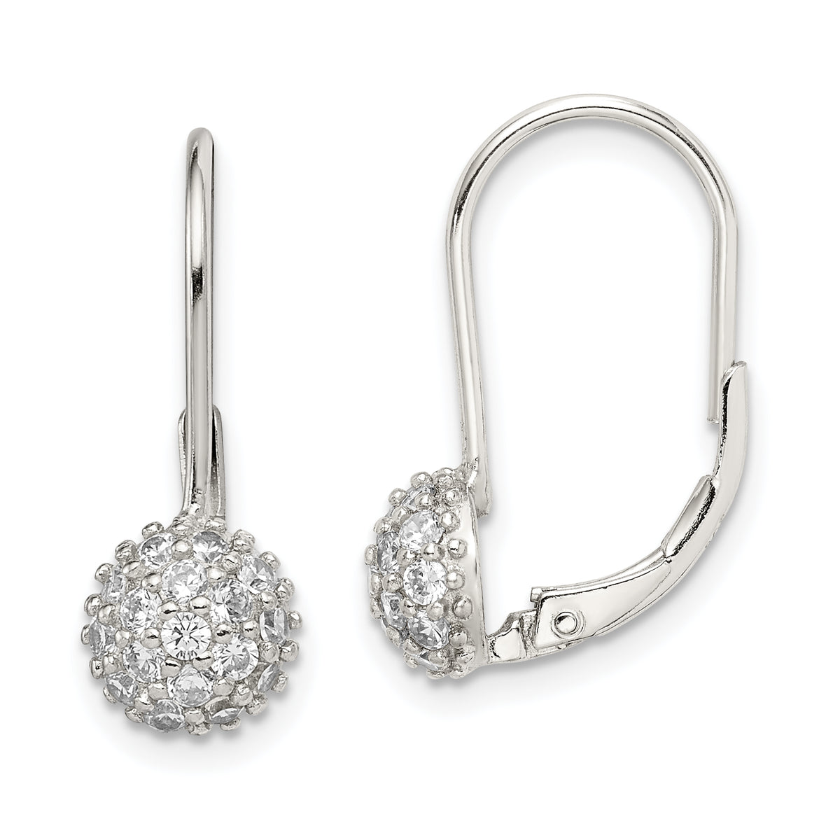Sterling Silver Rhodium-plated CZ Leverback Earrings