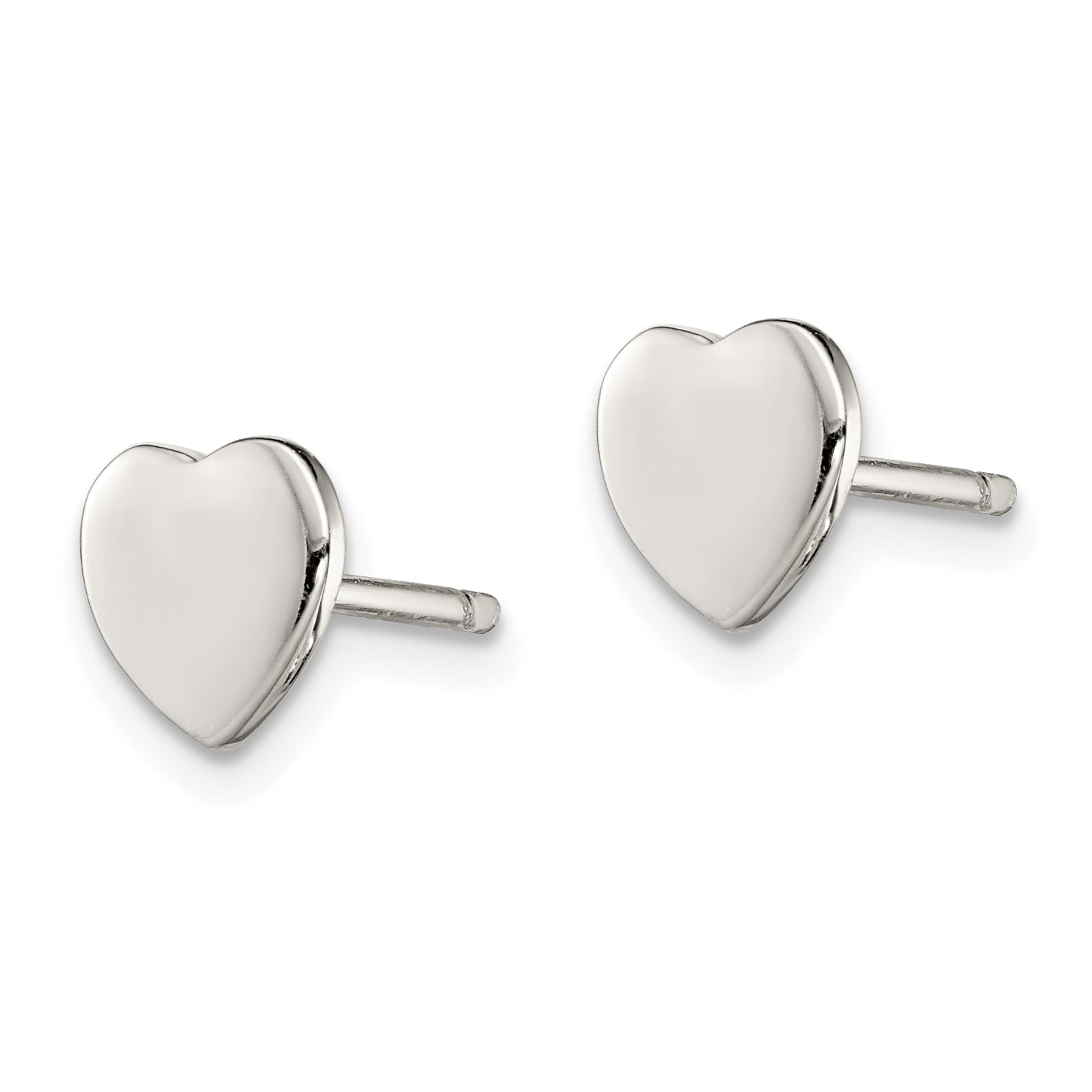 Sterling Silver Rhodium-plated Polished Heart Children's Post Earrings Secondary image