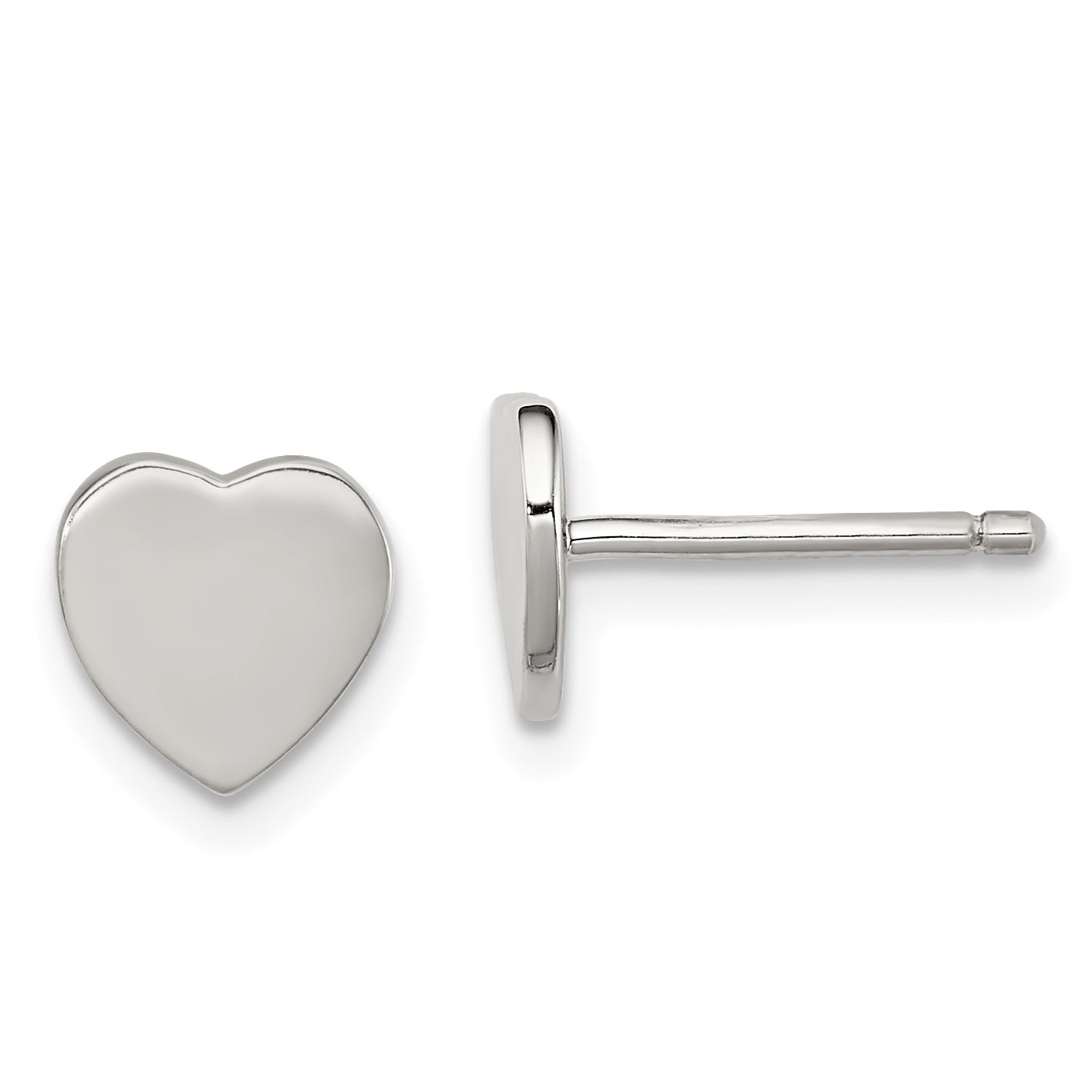 Sterling Silver Rhodium-plated Polished Heart Children's Post Earrings Main image
