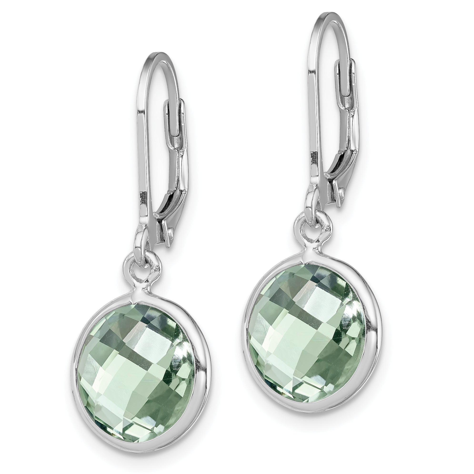 Sterling Silver Rhodium-plated Green Quartz Earrings Secondary image