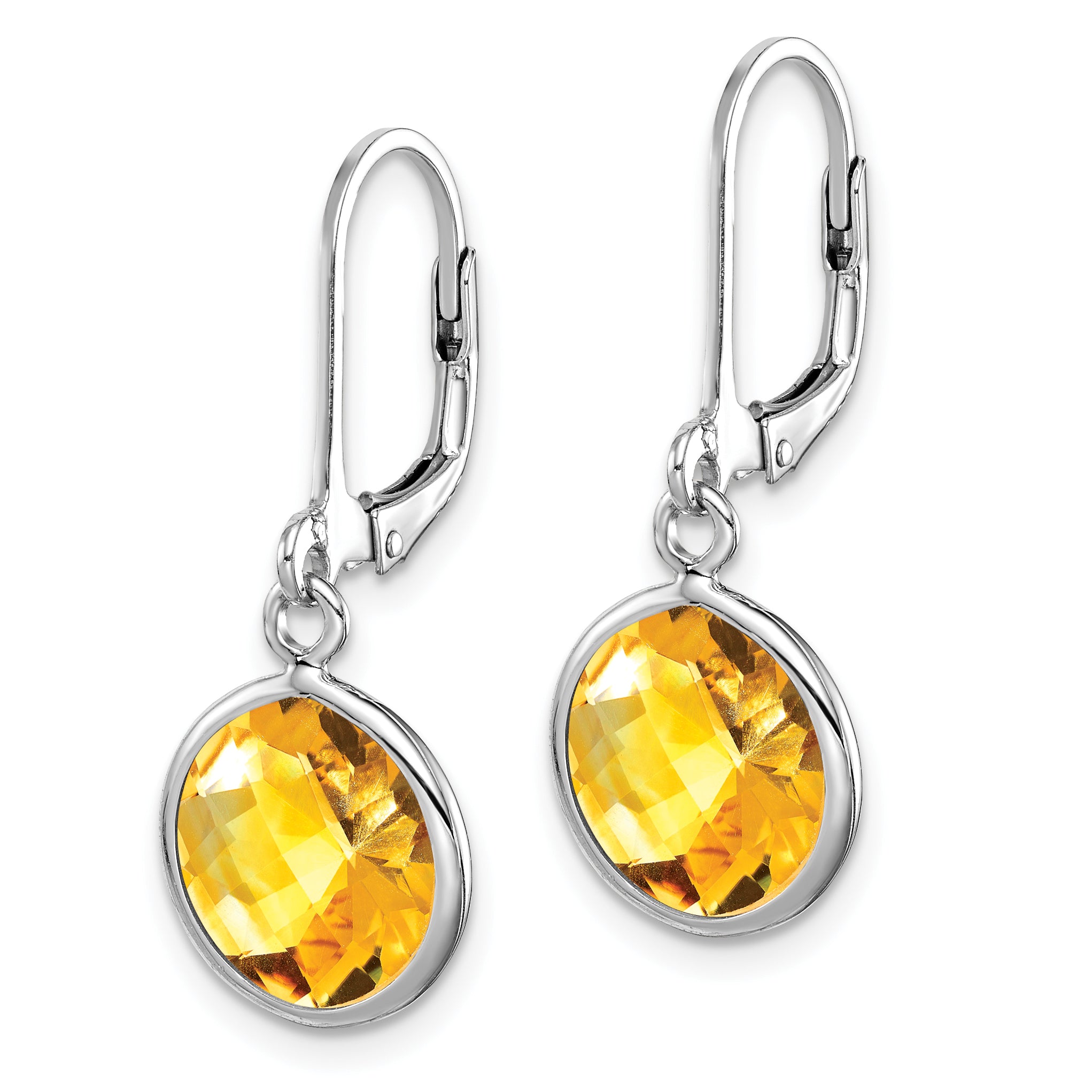 Sterling Silver Rhodium-plated Citrine Earrings Secondary image