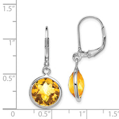 Sterling Silver Rhodium-plated Citrine Earrings