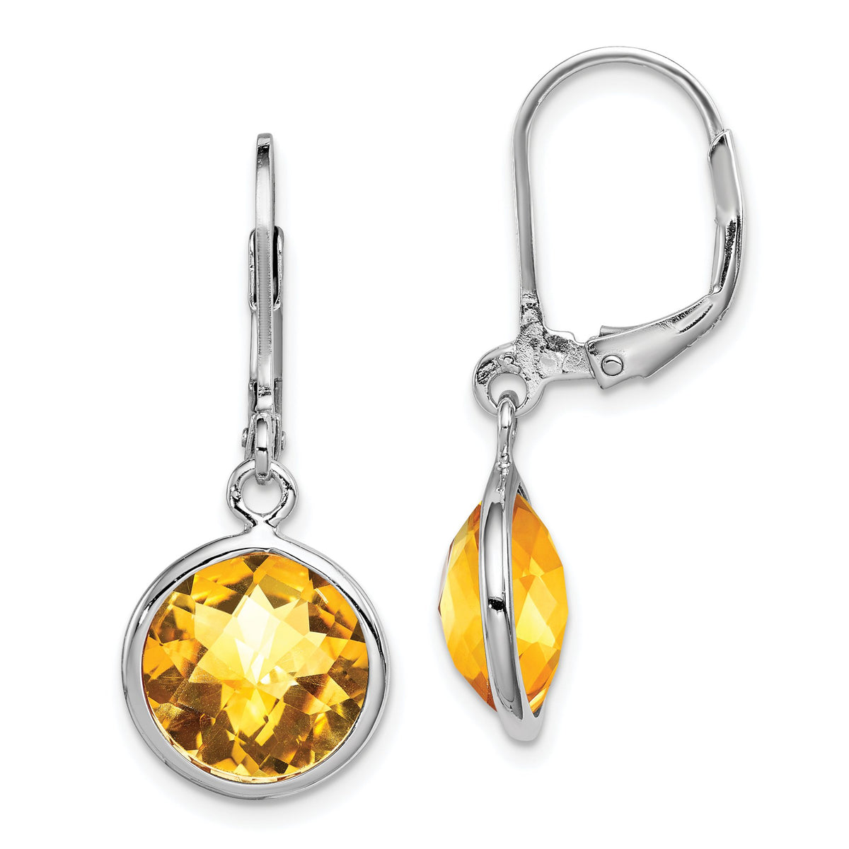 Citrine Dangle Earrings in Sterling Silver, 10mm - Sophia Jewelers Main image