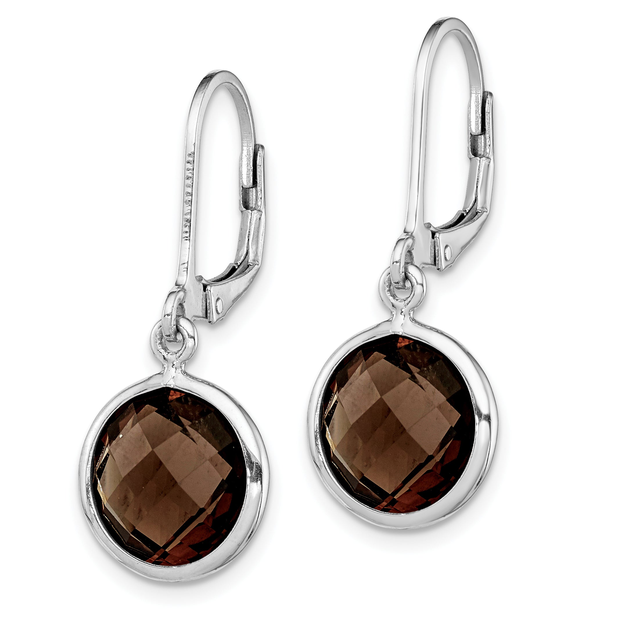 Sterling Silver Rhodium-plated Smoky Quartz Earrings Secondary image