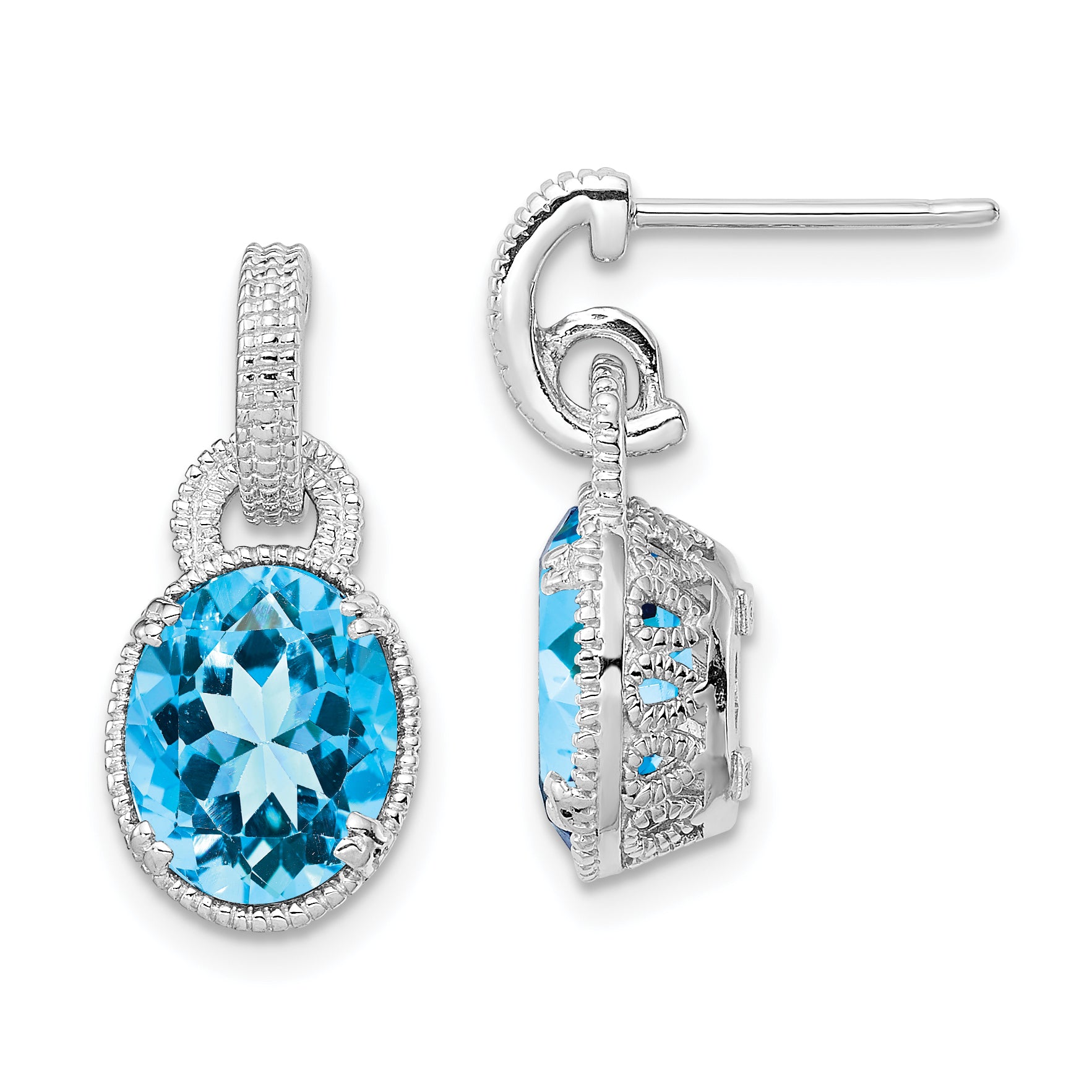 Sterling Silver Rhodium-plated Blue Topaz Earrings Main image