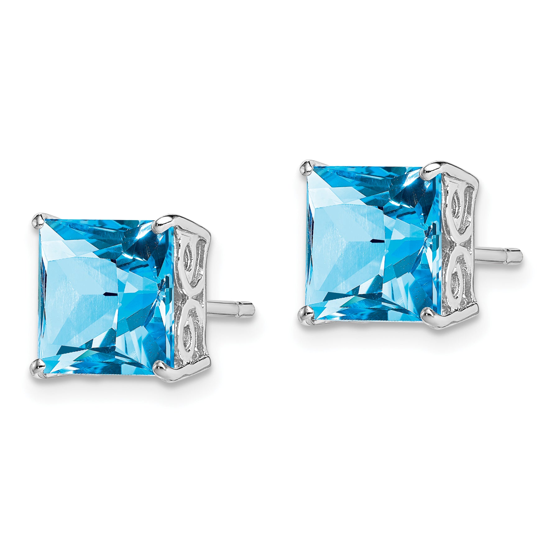 Sterling Silver Rhodium-plated Blue Topaz Earrings Secondary image