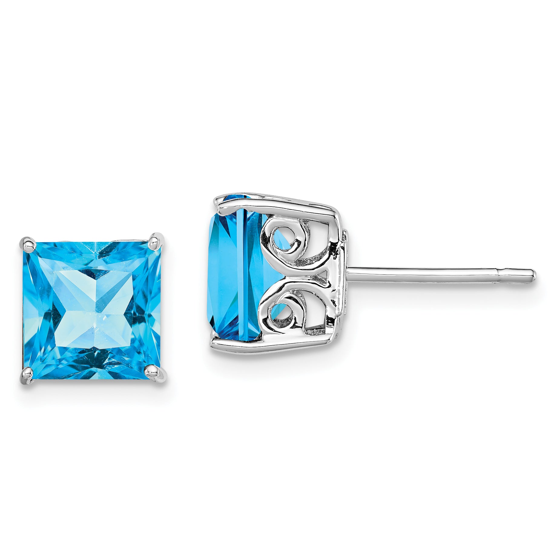 Sterling Silver Rhodium-plated Blue Topaz Earrings Main image