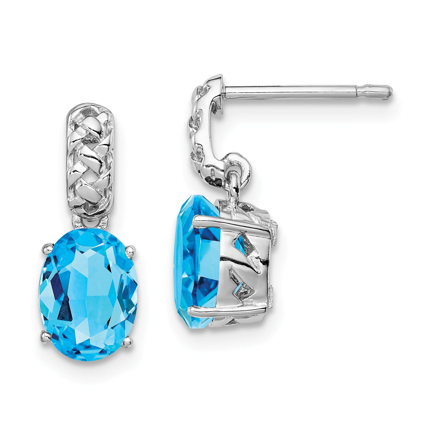 Sterling Silver Rhodium-plated Blue Topaz Earrings Main image