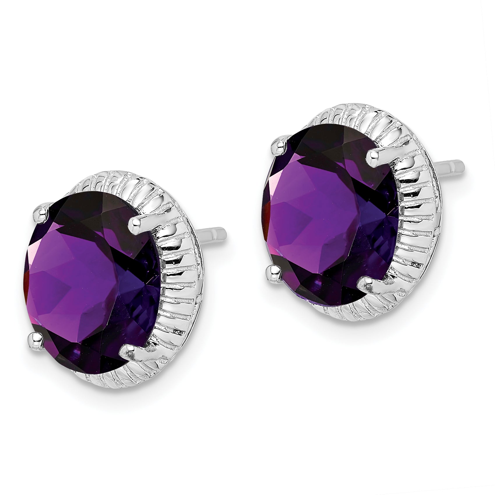 Sterling Silver Rhodium-plated Amethyst Earrings Secondary image