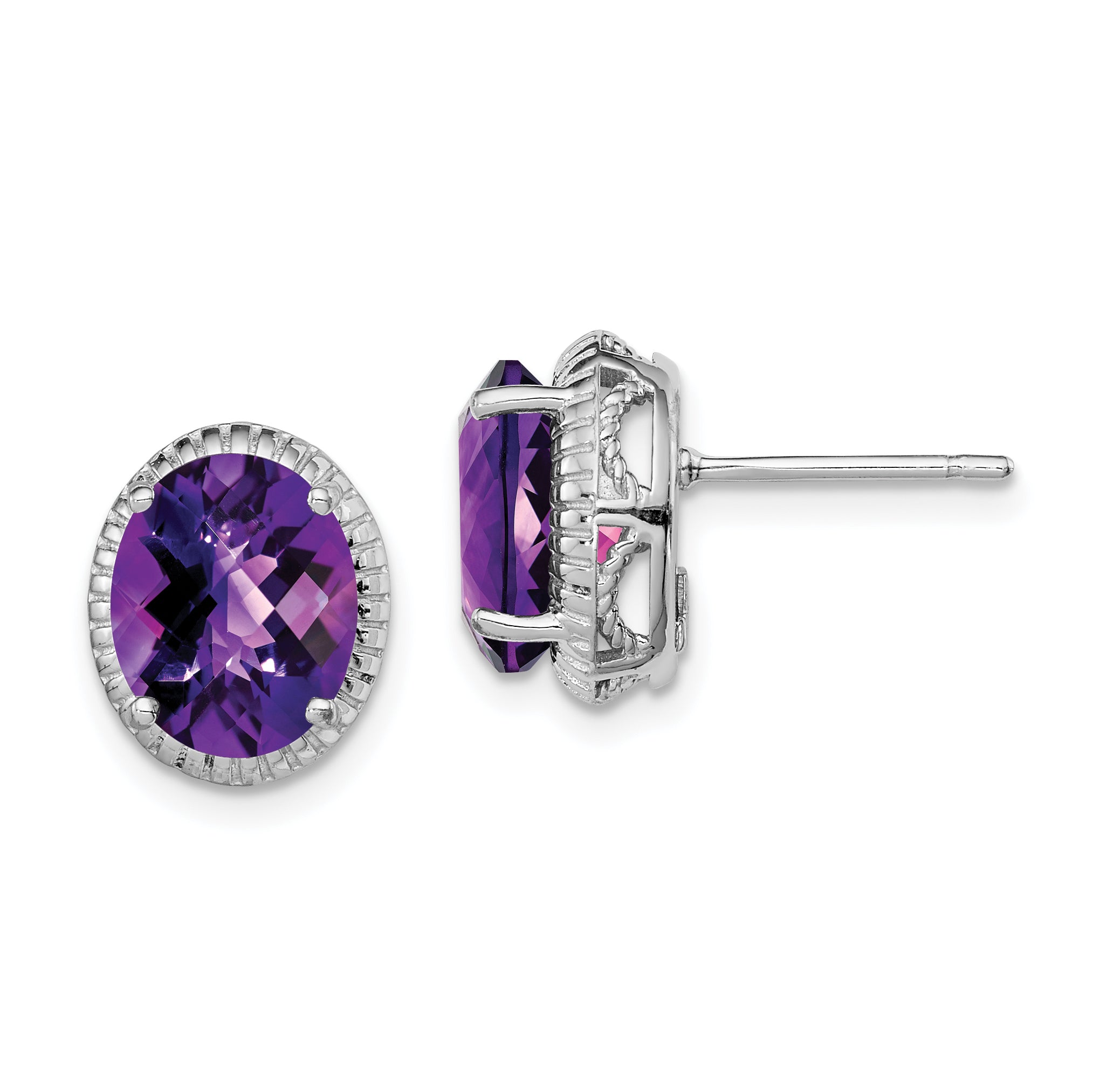 Sterling Silver Rhodium-plated Amethyst Earrings Main image