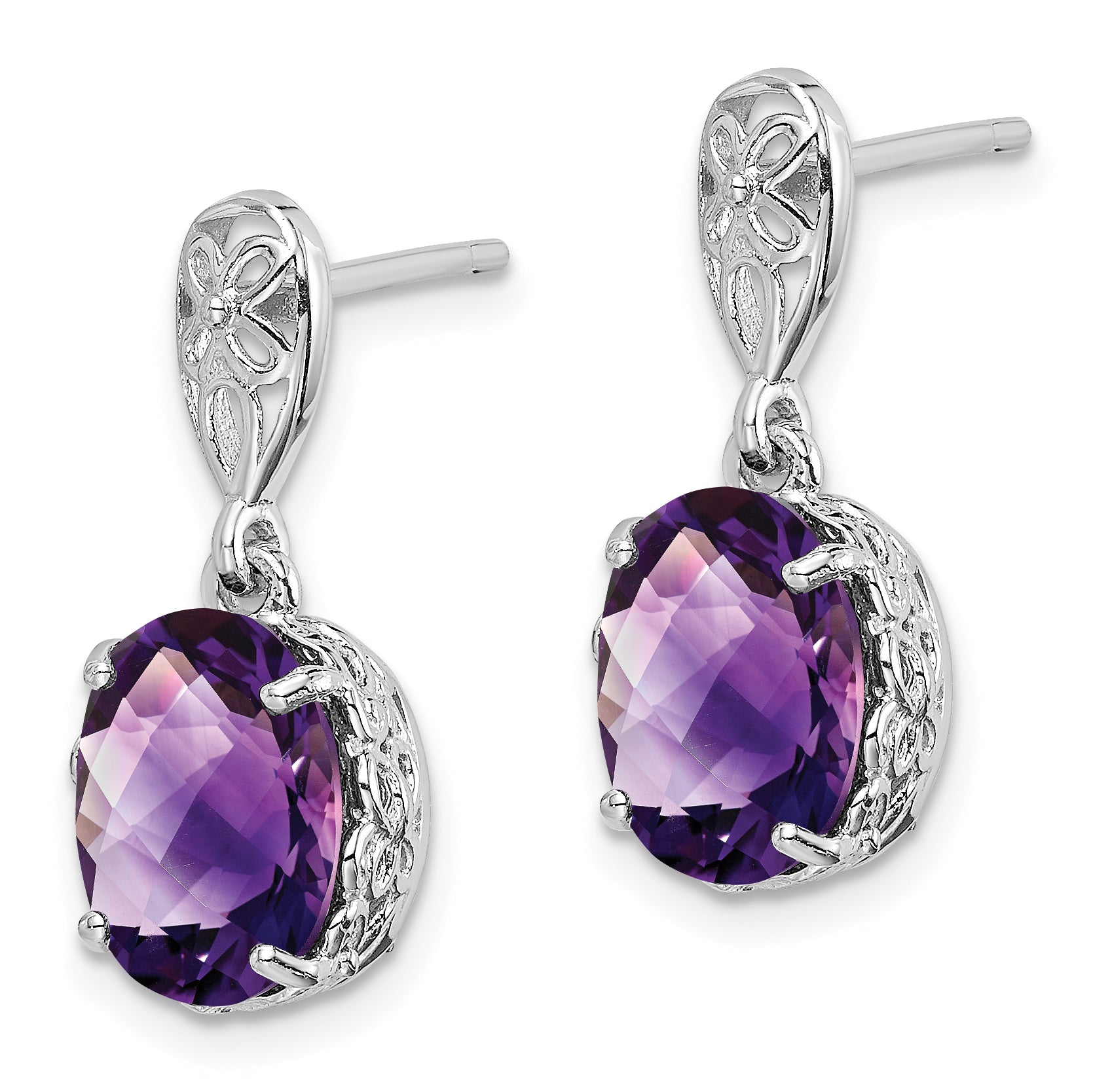 Sterling Silver Rhodium-plated Amethyst Earrings Secondary image
