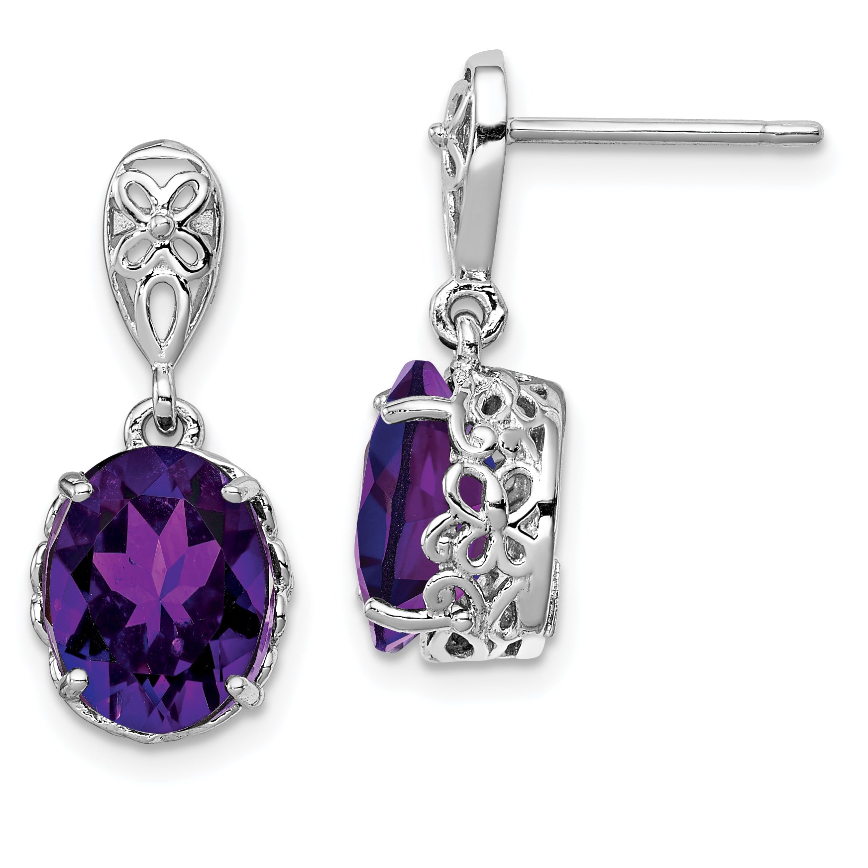 Sterling Silver Rhodium-plated Amethyst Earrings Main image