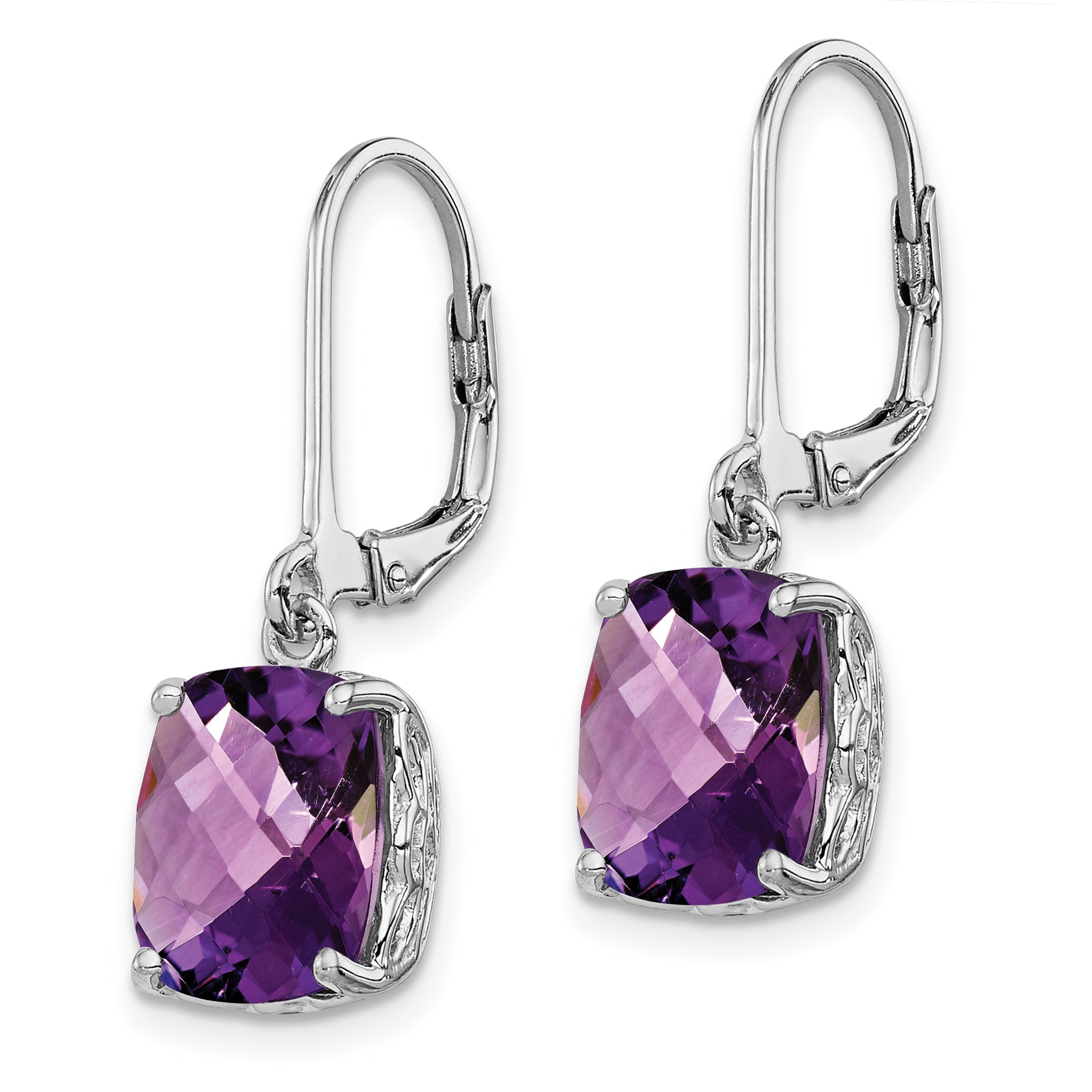 Sterling Silver Rhodium-plated Amethyst Earrings Secondary image