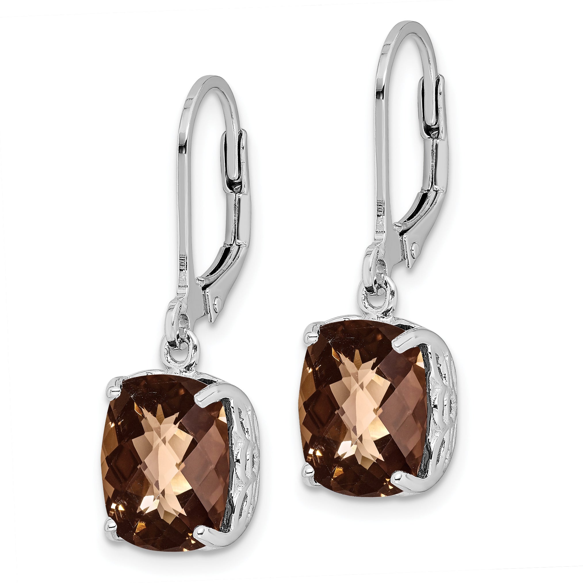 Sterling Silver Rhodium-plated Smoky Quartz Earrings Secondary image