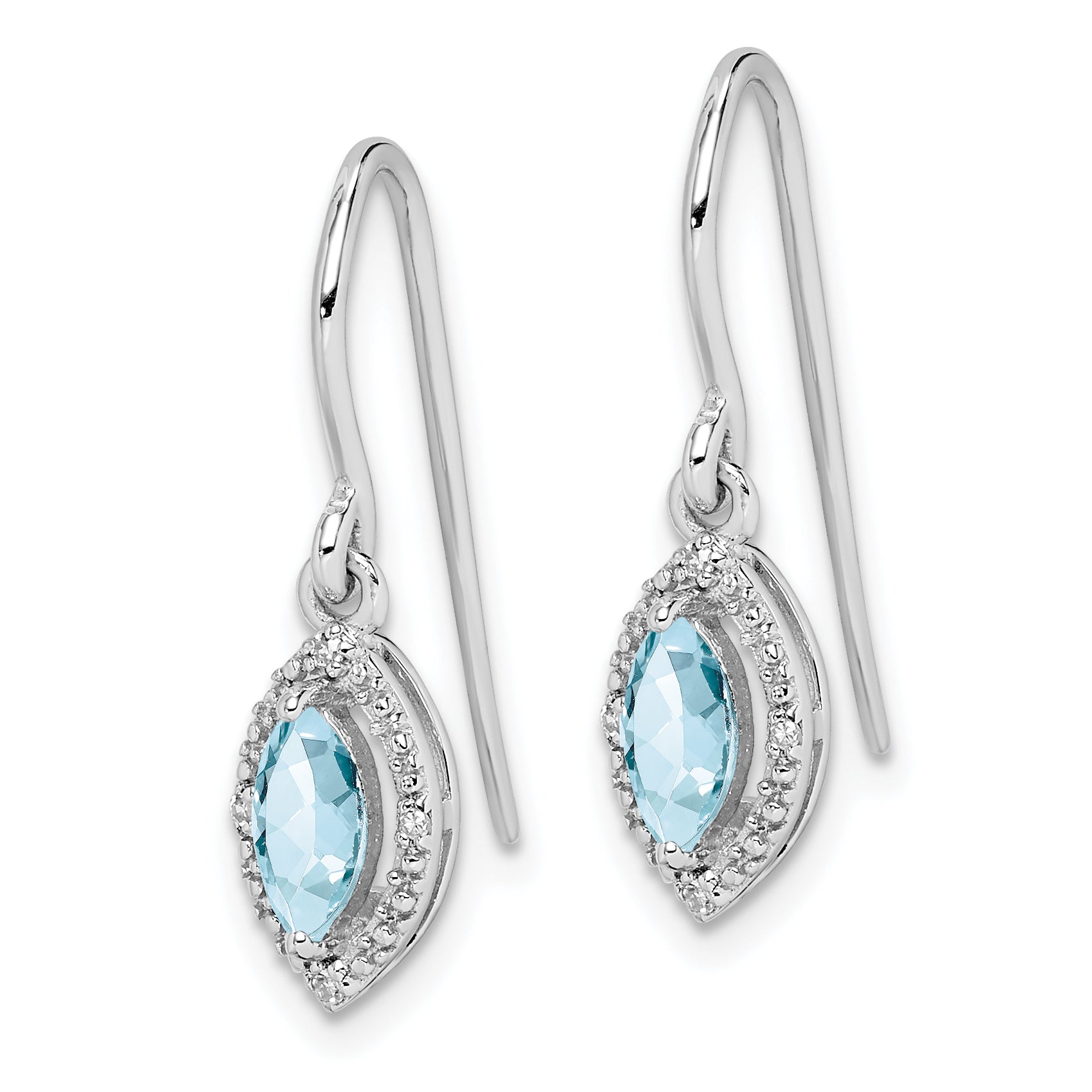 Sterling Silver Rhodium-plated Diamond and Aquamarine Earrings Secondary image
