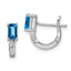 Sterling Silver Rhodium Plated Blue Topaz Hinged Hoop Earrings