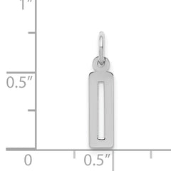 Sterling Silver/Rhodium-plated Elongated Polished Number 0 Charm