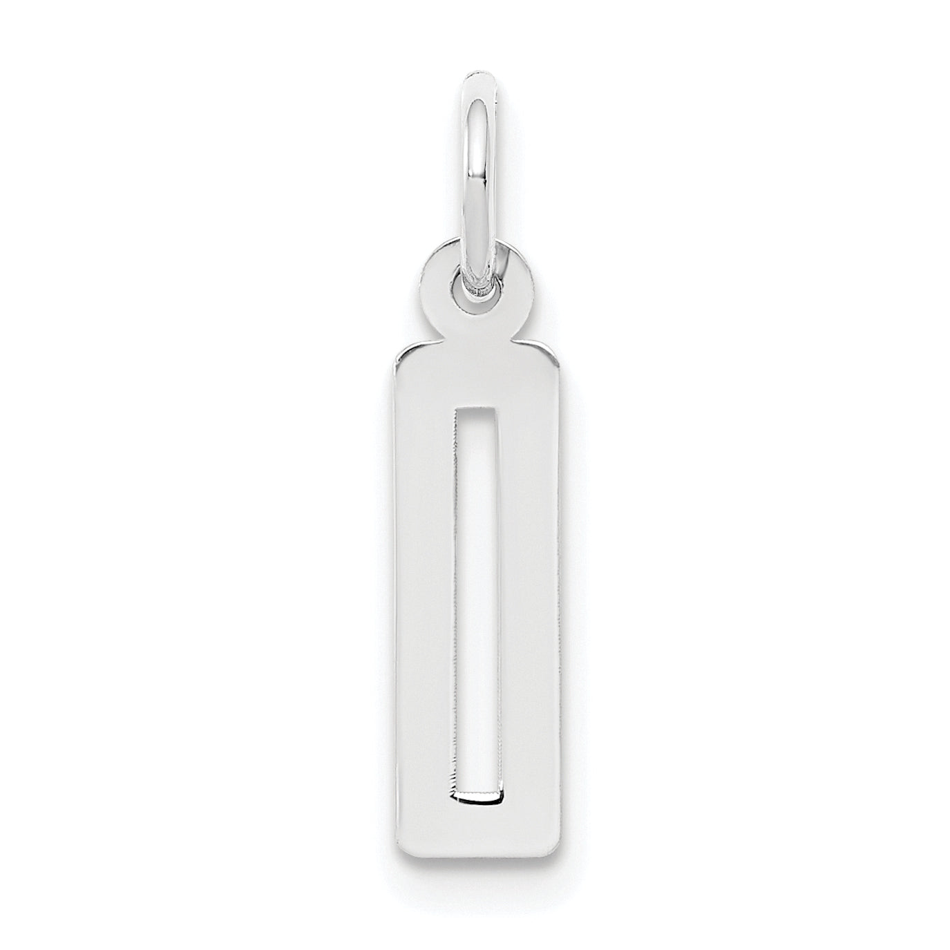 Sterling Silver/Rhodium-plated Elongated Polished Number 0 Charm