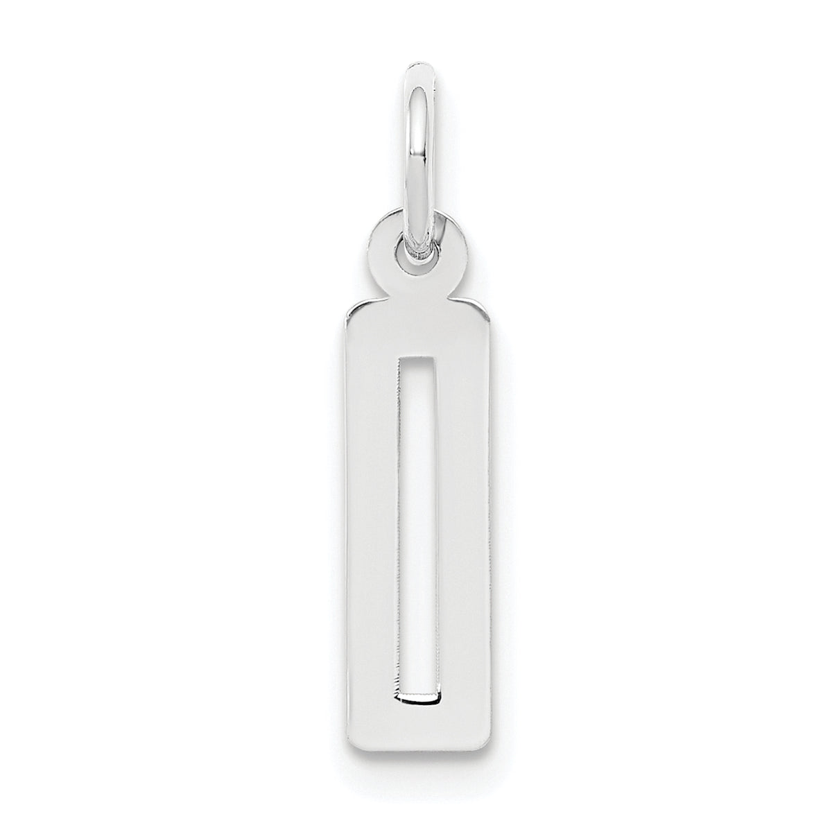 Sterling Silver/Rhodium-plated Elongated Polished Number 0 Charm