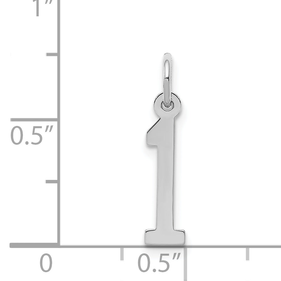 Sterling Silver/Rhodium-plated Elongated Polished Number 1 Charm