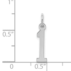 Sterling Silver/Rhodium-plated Elongated Polished Number 1 Charm