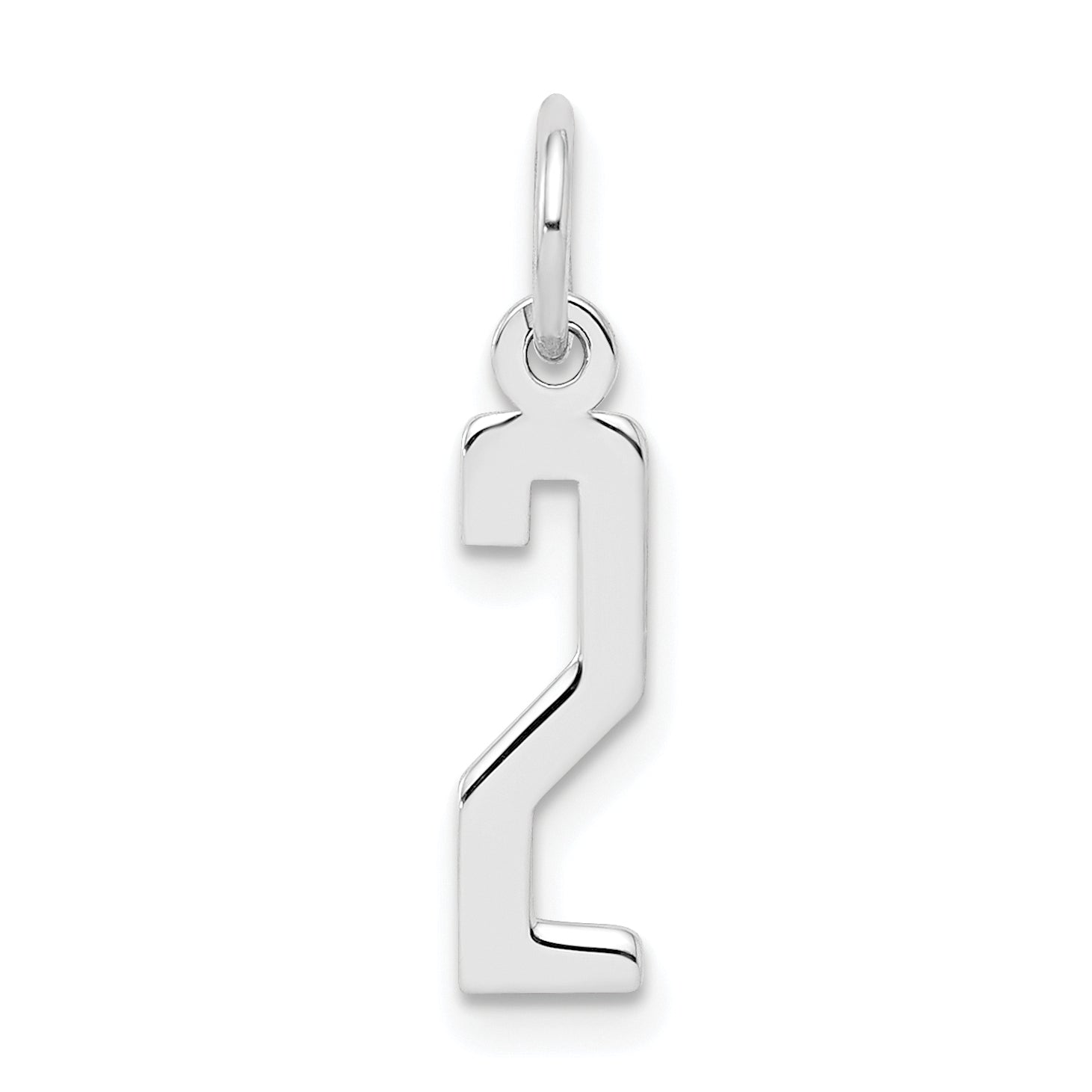 Sterling Silver/Rhodium-plated Elongated Polished Number 2 Charm Main image