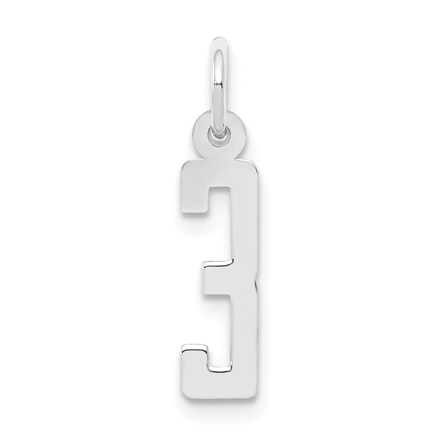 Sterling Silver/Rhodium-plated Elongated Polished Number 3 Charm Main image