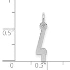 Sterling Silver/Rhodium-plated Elongated Polished Number 4 Charm