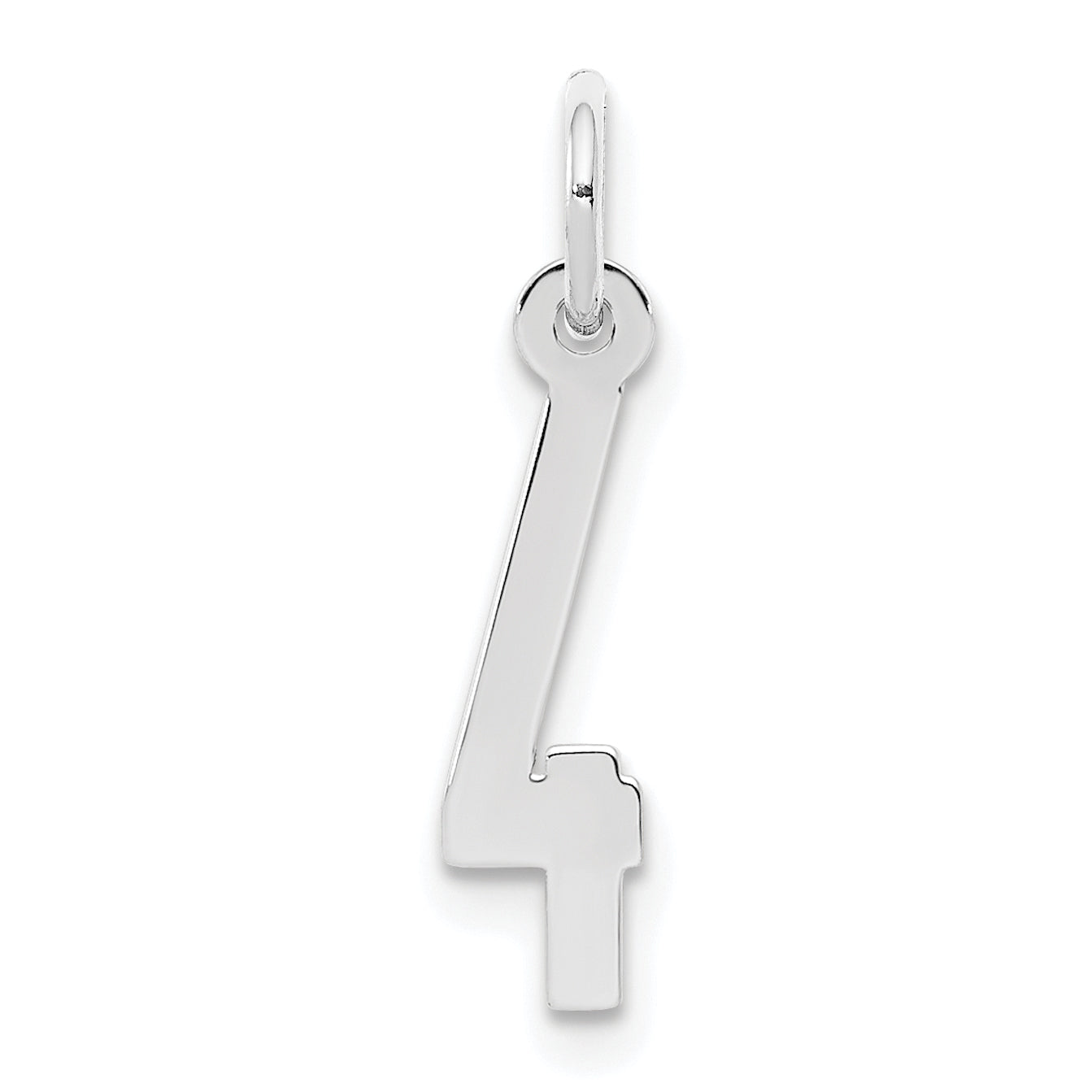 Sterling Silver/Rhodium-plated Elongated Polished Number 4 Charm Main image