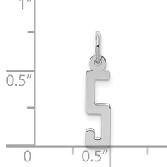 Sterling Silver/Rhodium-plated Elongated Polished Number 5 Charm