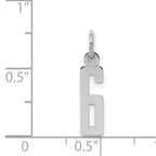 Sterling Silver/Rhodium-plated Elongated Polished Number 6 Charm