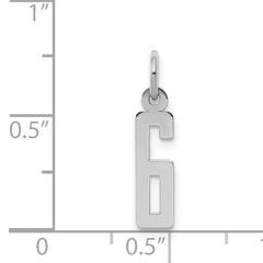 Sterling Silver/Rhodium-plated Elongated Polished Number 6 Charm