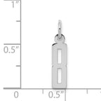 Sterling Silver/Rhodium-plated Elongated Polished Number 8 Charm