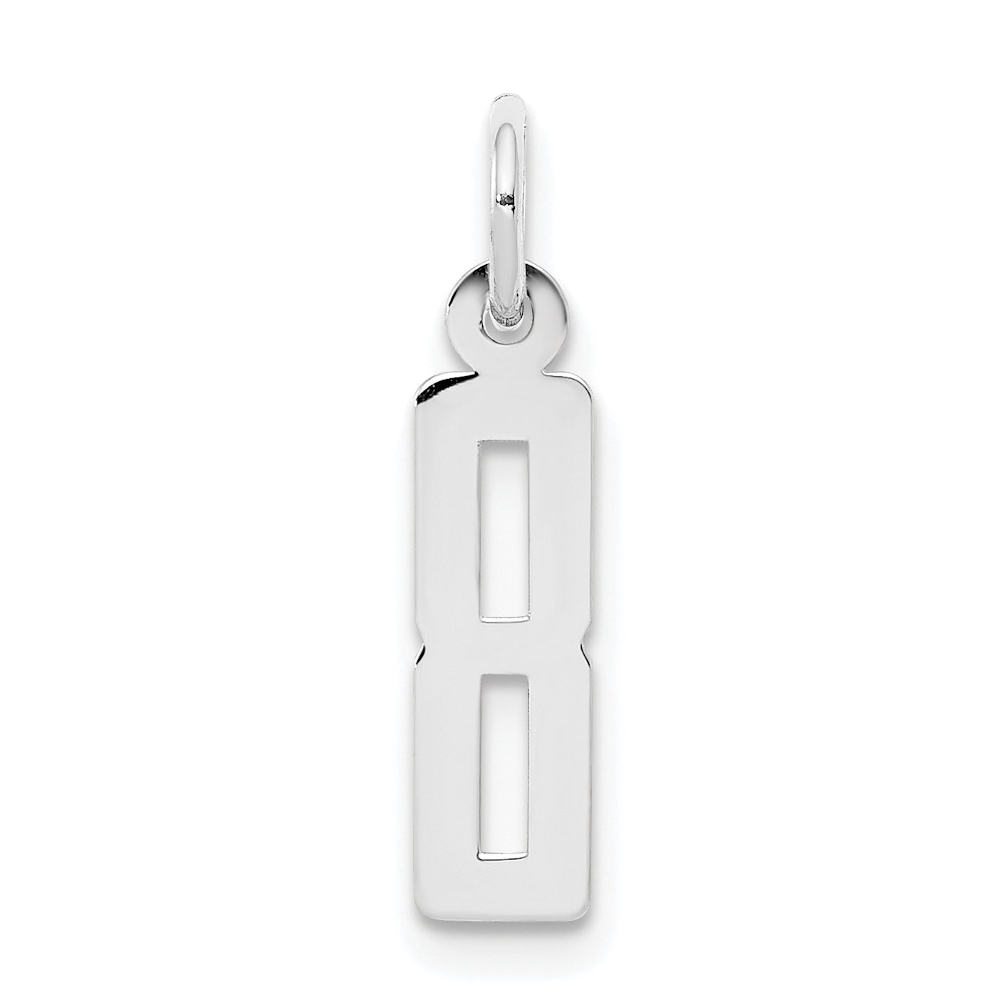 Sterling Silver/Rhodium-plated Elongated Polished Number 8 Charm