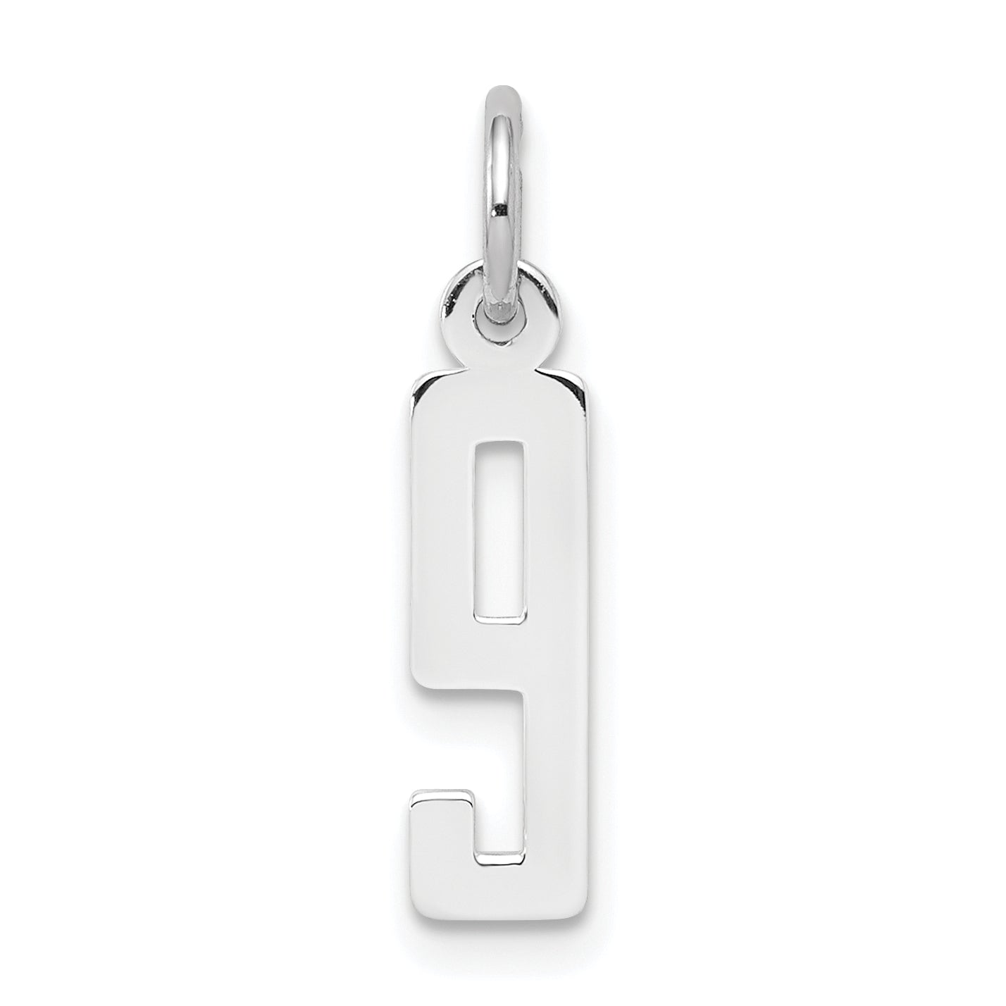 Sterling Silver/Rhodium-plated Elongated Polished Number 9 Charm Main image