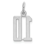 Sterling Silver/Rhodium-plated Elongated Number 10 Charm