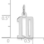Sterling Silver/Rhodium-plated Elongated Number 10 Charm