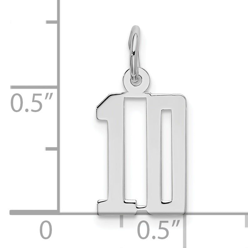 Sterling Silver/Rhodium-plated Elongated Number 10 Charm